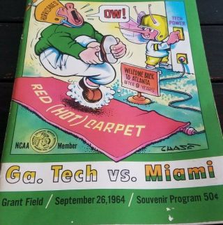 Vintage Georgia Tech Football Game Program 1964 Miami Hurricanes