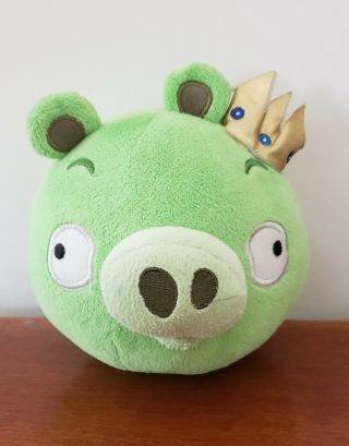 Angry Birds Plush Green King Pig With Gold Crown