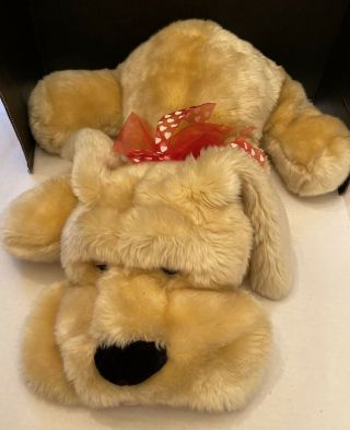 Kids Of America Soft Brown Puppy Dog 24”long 2002 With Red Bow