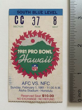 1981 Nfl Pro Bowl Ticket Stub Honolulu Hawaii Oahu Aloha Stadium Afc Nfc
