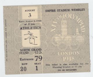 1948 London Olympic Ticket Wembley Stadium