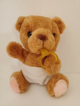 Vintage Russ Berrie Bibi Baby Bear 844 With Diaper Pacifier Plush Stuffed Animal