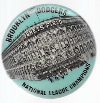 Brooklyn Dodgers Ebbets Field National League Champs Scarce Baseball Pin