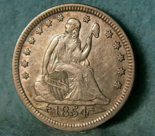 1854 Seated Liberty Silver Quarter Better Grade United States Coin