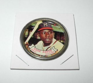 1964 Topps Baseball Coin Pin 83 Hank Aaron Milwaukee Braves