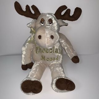 Dan Dee Collectors Choice Chocolate Moose Neck Bow Cream Brown Plush