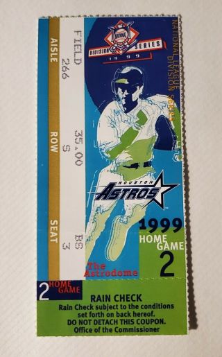 Ticket Stub Last Baseball Game In The Astrodome Oct 9,  1999 Nlds Braves/astros