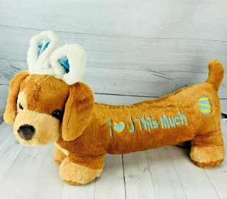 Dan Dee Collectors Choice Easter Dachshund Dog " I Love U This Much " Plush Brown