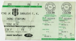 Besiktas - Sarajevo Fk 2002 Uefa Europa League Cup Match Soccer Football Ticket