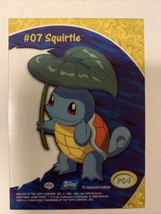 2000 Topps Pokémon 07 Squirtle Pc4 Tv Animation Clear See - Through Card