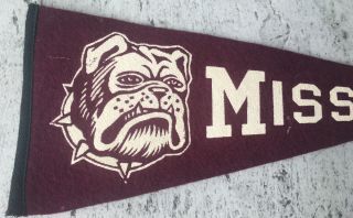 Two ca.  1950 ' s MISSISSIPPI STATE College FOOTBALL Pennants: Bulldog Mascot & Seal 2