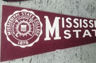 Two ca.  1950 ' s MISSISSIPPI STATE College FOOTBALL Pennants: Bulldog Mascot & Seal 3