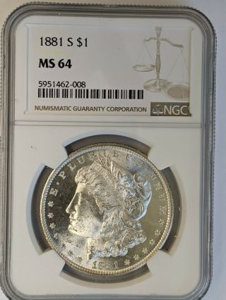 1881 S Morgan $1 Silver Dollar Coin Ngc Rated Ms 64