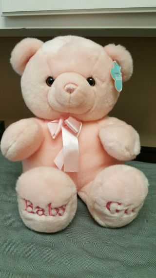 Aurora Baby Girl Teddy Bear Pink 13 " Plush Stuffed Animal Bow Comfy Lovey