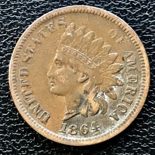 1864 Indian Head Cent With L Better Grade One Penny Bronze 14071