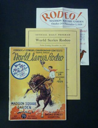 1929 Rare World Series Rodeo Madison Square Garden Program 84 Pages Good Photos