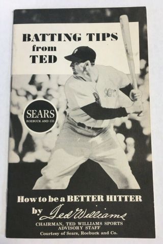 Ted Williams 1965 Sears Roebuck & Co Batting Tips / Boston Red Sox Nm