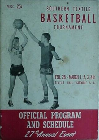 1950 Southern Textile Basketball Tournament Program (greenville,  Sc) Earl Wooten