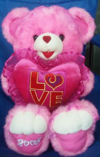 Dan Dee Pink Love Teddy Bear 2005 Heart Valentine 16 " Plush Stuffed Animal Soft