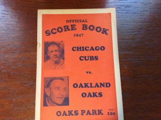 Official Score Book 1947 Chicago Cubs Vs Oakland Oaks At Oaks Park Caset Stengel