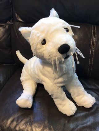 Ikea Ruffig Plush White Terrier Puppy Dog Cat Stuffed Animal Sewn Black Eyes