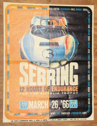 1966 12 Hours Of Sebring Race Poster,  Chaparral,  Ford Victory