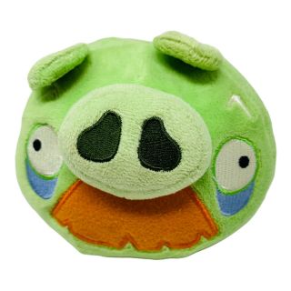 Angry Birds Plush Green Grandpa Pig Orange Mustache 5” Stuffed Animal No Sound
