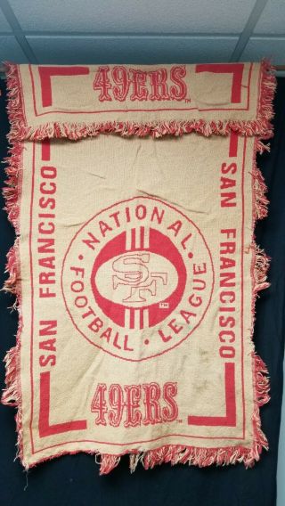 Vintage 60s 70s San Francisco 49ers Woven Flag Banner Tapestry Red Gold Sf Rare