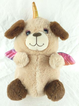 Kellytoy Brown Dog Puppy Rainbow Unicorn Pegasus Wings Plush Stuffed Animal Soft