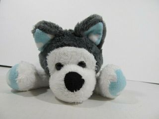Animal Adventure Gray White Husky Dog Plush Blue Feet Ears Hearts 9 " Stuffed
