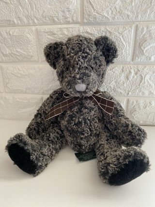 Russ Berrie Deegan Grey Black Teddy Bear Bow Tie Plush Soft Stuffed Toy Animal