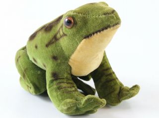 Vintage Steiff Froggy Frog Velvet Sitting 4” Long Ca 1960s No Tag,  No Button