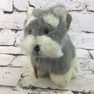 Vintage Russ Caress Soft Pets Schnaps Plush Gray Schnauzer Stuffed Animal Toy