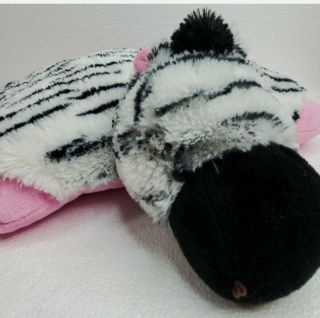 Jumbo Zebra Pillow Pets 18” Pink Black White Stuffed Animal Cuddly Soft Bedtime