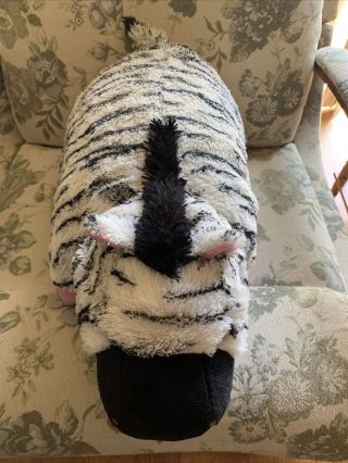 Jumbo Zebra Pillow Pets 18” Pink Black White Stuffed Animal Cuddly Soft