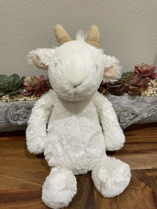Jellycat Bashful Goat Cream Plush Stuffed Animal Baby Lovey 13”billy Goat