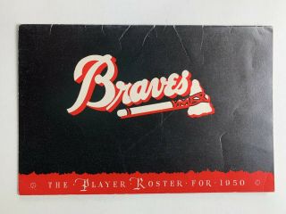 1950 Boston Brave Official Spring Training Roster Media Guide.  24 Pages Vg, .