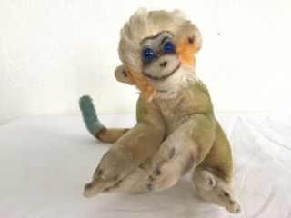 Vintage Steiff Mungo Monkey Mohair 1959 - 60 Swivel Head Blue Eyes,  Long Tail