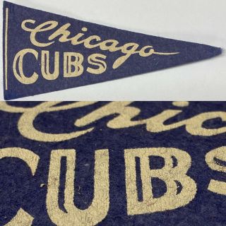 1950s Chicago Cubs Illinois Baseball Mini Pennant Flag 2.  25x5.  25 Wrigley Field B