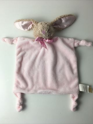 Dan Dee Pink Bunny Lovey Security Blanket Rabbit Plush Rattle Knotted Corners