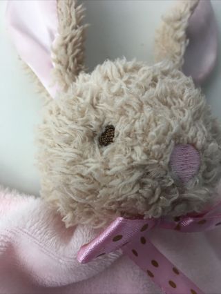 Dan Dee Pink Bunny Lovey Security Blanket Rabbit Plush Rattle Knotted Corners 2