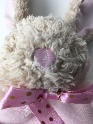 Dan Dee Pink Bunny Lovey Security Blanket Rabbit Plush Rattle Knotted Corners 3