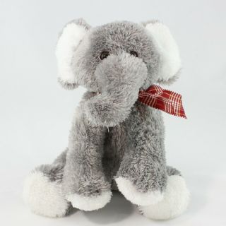 Dan Dee Collectors Choice Gray Elephant Plush Stuffed Animal Red Ribbon 10 "