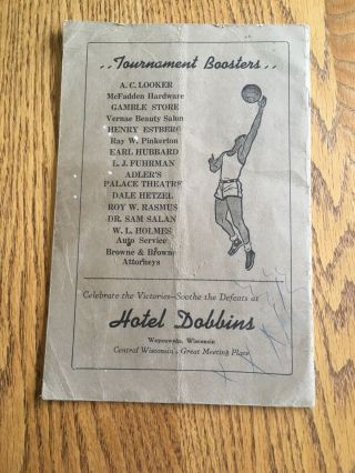 1942 Wisconsin High School - Basketball Tourney Program - Iola - Port Edwards - Amherst 2
