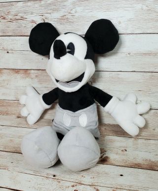 Disney Parks Black And White Greyscale Mickey Mouse Plush 10 "