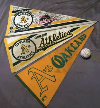 3 Vintage Oakland Athletics A’s 1988 World Series Pennant,  Facsimile Baseball