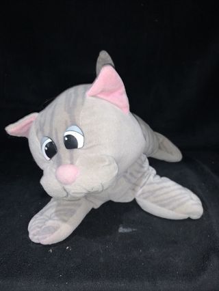 Vintage 1985 Pound Purries Kitty Cat Gray Striped Pink Ears 13 " Plush