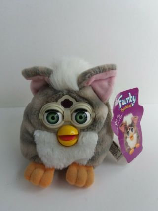 Furby Buddies 1999 Like Up 70 - 706 Gray And White Tiger Plush Bean Filled W/tag