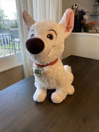 Disney Store Bolt 14 " Plush Toy Stuffed Animal White German Shepard Dog