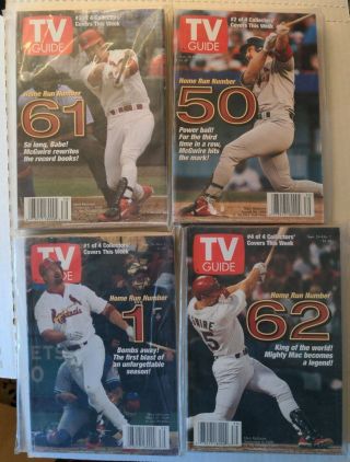 Mark Mcgwire 1998 Tv Guide Set Of 4 Collectible Covers Home Run Celebration